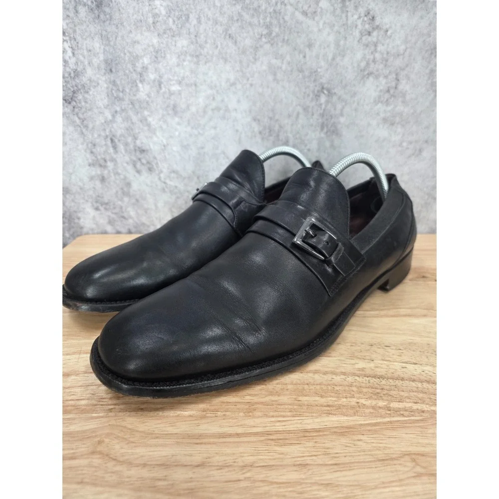 E. T Wright Loafers Mens 10.5 D Black Leather Monk Strap Italy Dress Shoe